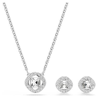Angelic Square set, White, Rhodium plated - Swarovski, 5646907