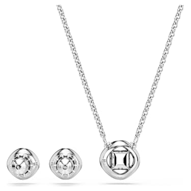 Angelic Square set, White, Rhodium plated - Swarovski, 5646907