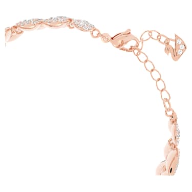 Zapestnica Baron, List, Bela, Prevleka rožnato zlatega odtenka - Swarovski, 5647219