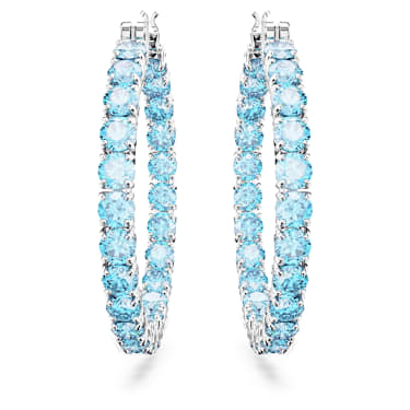 Matrix Kreolen, Rundschliff, Blau, Rhodiniert - Swarovski, 5647446
