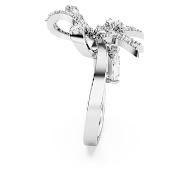 แหวนค็อกเทล Hyperbola, โบว์, ขาว, เคลือบโรเดียม - Swarovski, 5647560