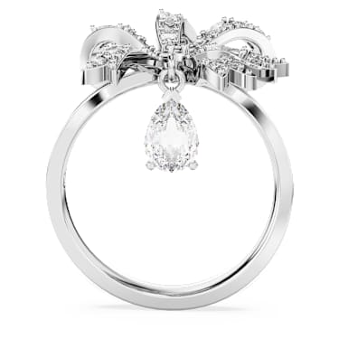 แหวนค็อกเทล Hyperbola, โบว์, ขาว, เคลือบโรเดียม - Swarovski, 5647560