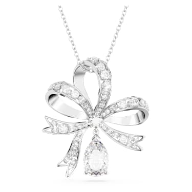 Hyperbola pendant, Bow, Large, White, Rhodium plated - Swarovski, 5647561