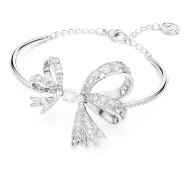 Hyperbola Armreif, Schleife, Weiß, Rhodiniert - Swarovski, 5647563
