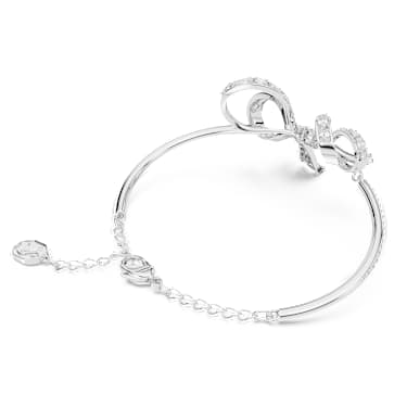 Obročasta zapestnica Hyperbola, Pentlja, Bela, Prevleka iz rodija - Swarovski, 5647563