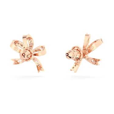 Pendientes de botón Hyperbola, Lazo, Pequeños, Blancos, Acabado en oro rosa de 18 quilates - Swarovski, 5647572