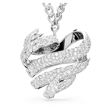 Hyperbola 鏈墜, 心形, 大碼, 白色, 鍍白金色 - Swarovski, 5647578
