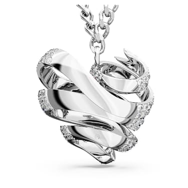 Hyperbola 鏈墜, 心形, 大碼, 白色, 鍍白金色 - Swarovski, 5647578