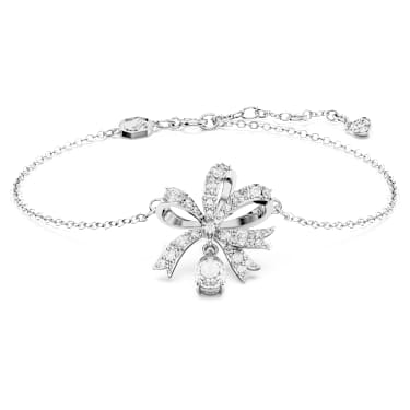 Hyperbola bracelet, Bow, White, Rhodium plated - Swarovski, 5647581