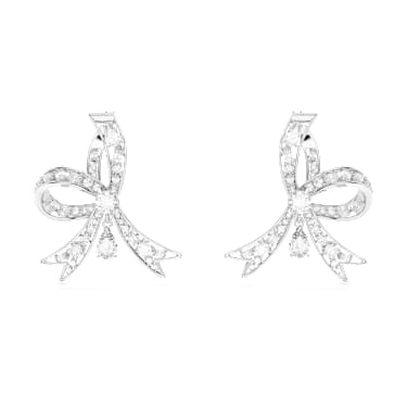 Hyperbola 水滴形耳环, 蝴蝶结, 白色, 镀铑 - Swarovski, 5647582