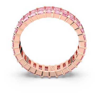 Matrix 戒指, 长方形切割, 粉红色, 镀玫瑰金色调 - Swarovski, 5647589