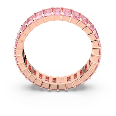 Matrix ring, Baguette cut, Pink, Rose gold-tone plated - Swarovski, 5647589