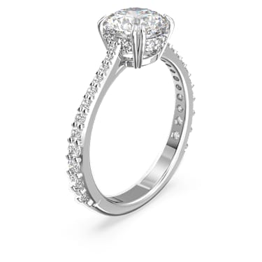 Stilla Ring, Set (2), Rundschliff, Weiß, Rhodiniert - Swarovski, 5647662