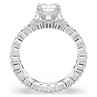 Stilla ring, Set (2), Round cut, White, Rhodium plated | Swarovski Stilla ring, Set (2), Round cut, White, Rhodium plated | Swarovski
