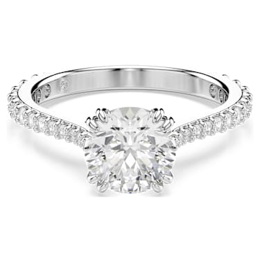 Stilla ring, Set (2), Round cut, White, Rhodium plated | Swarovski Stilla ring, Set (2), Round cut, White, Rhodium plated | Swarovski
