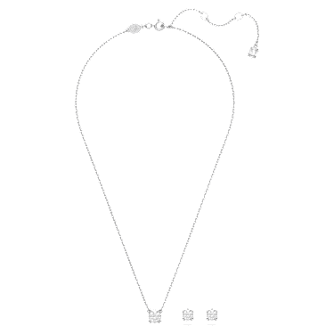 Set Stilla, Taglio Round, Bianco, Placcato rodio - Swarovski, 5647663