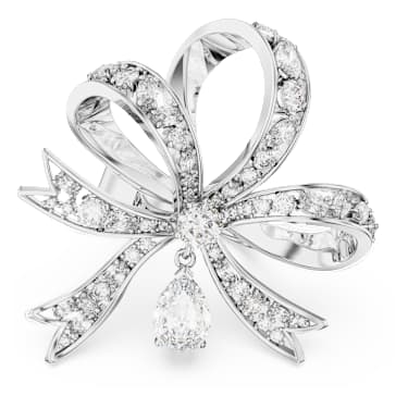 Hyperbola Cocktailring, Schleife, Groß, Weiß, Rhodiniert - Swarovski, 5647731