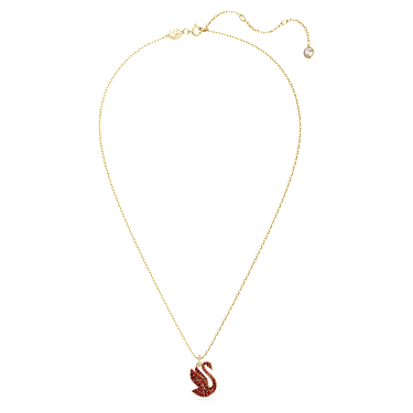 Swan pendant, Swan, Medium, Red, Gold-tone plated - Swarovski, 5647871
