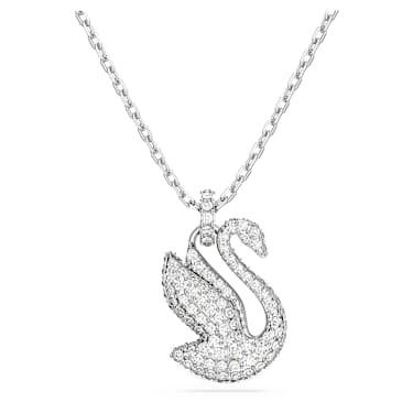 Μενταγιόν Swan, Κύκνος, Mεσαίο, Λευκό, Επιμετάλλωση ροδίου - Swarovski, 5647872