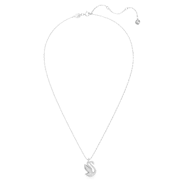 Swan pendant, Swan, Medium, White, Rhodium plated - Swarovski, 5647872