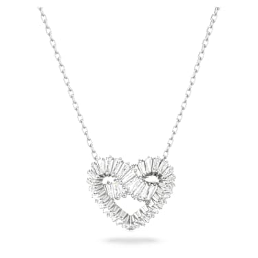 Matrix 펜던트, 믹스 컷, 하트, 화이트, 로듐 플래팅 - Swarovski, 5647924