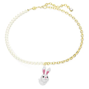 Chinese Zodiac necklace, Rabbit, Multicolored, Gold-tone plated - Swarovski, 5647970