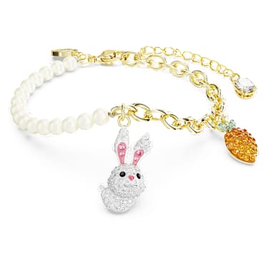 Chinese Zodiac 手链, 兔子和胡萝卜, 流光溢彩, 镀金色调 - Swarovski, 5647974