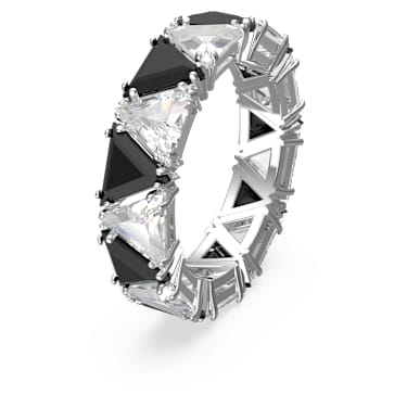 Matrix 个性戒指, 三角形切割, 黑色, 镀铑 - Swarovski, 5648248