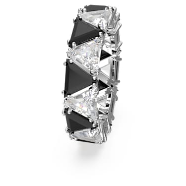 Matrix 个性戒指, 三角形切割, 黑色, 镀铑 - Swarovski, 5648248