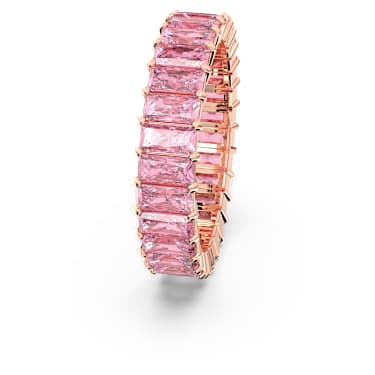 Matrix 링, 바게트 컷, 핑크, 18K 로즈 골드 피니시 - Swarovski, 5648287