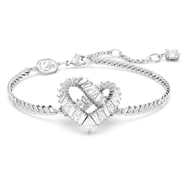 Matrix สร้อยข้อมือ, หัวใจ, ขาว, เคลือบโรเดียม - Swarovski, 5648299