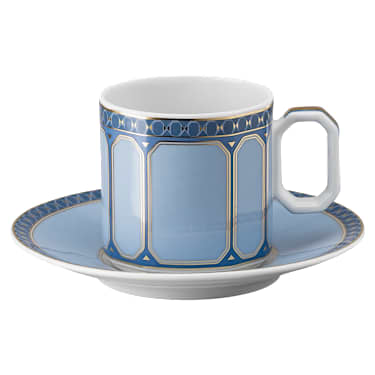Signum espresso cup with saucer, Porcelain, Blue - Swarovski, 5648501