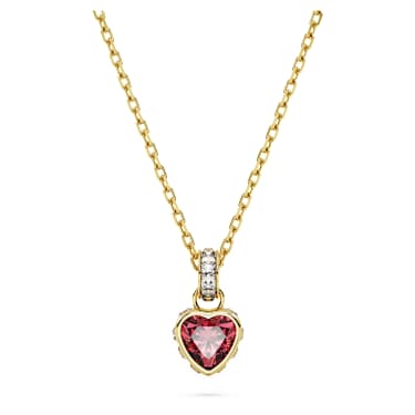 Chroma pendant, Heart, Red, 18K gold finish - Swarovski, 5648750