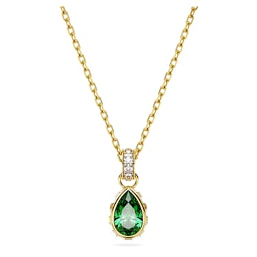 Colgante Chroma, Talla pera, Verde, Acabado en oro de 18 quilates - Swarovski, 5648751