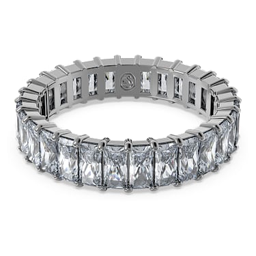Matrix ring, Baguette cut, Gray, Ruthenium plated - Swarovski, 5648918