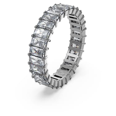 Matrix ring, Baguette cut, Gray, Ruthenium plated - Swarovski, 5648918
