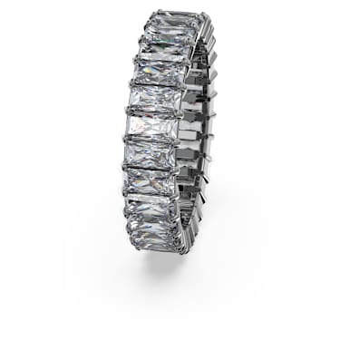 Matrix ring, Baguette cut, Gray, Ruthenium plated - Swarovski, 5648918