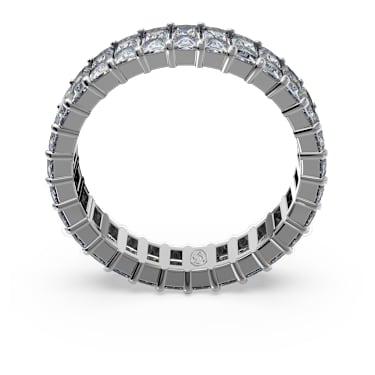 Matrix ring, Baguette cut, Gray, Ruthenium plated - Swarovski, 5648918