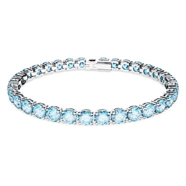 Braccialetto Matrix Tennis, Taglio tondo, Blu, Placcato rodio - Swarovski, 5648927