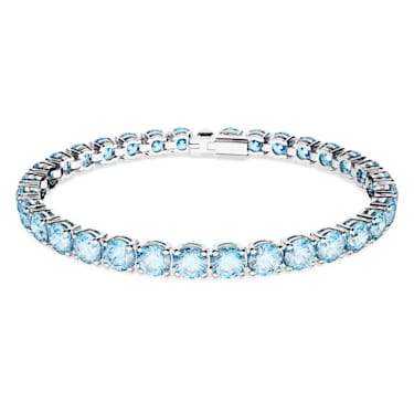 Matrix Tennis bracelet, Round cut, Blue, Rhodium plated - Swarovski, 5648927