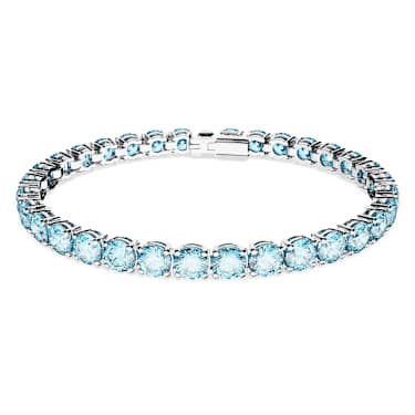 Pulsera Matrix Tennis, Talla redonda, Azul, Baño de rodio - Swarovski, 5648928