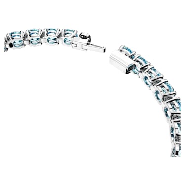 Matrix Tennis bracelet, Round cut, Blue, Rhodium plated - Swarovski, 5648928