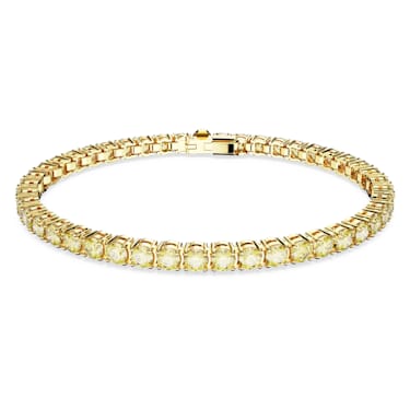 Matrix Tennis bracelet, Round cut, Yellow, Gold-tone plated - Swarovski, 5648933