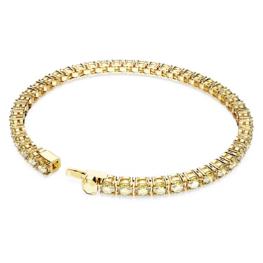 Matrix Tennis bracelet, Round cut, Yellow, Gold-tone plated - Swarovski, 5648933