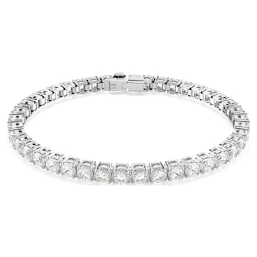 Matrix Tennis 手链, 圆形切割, 白色, 镀铑 - Swarovski, 5648938