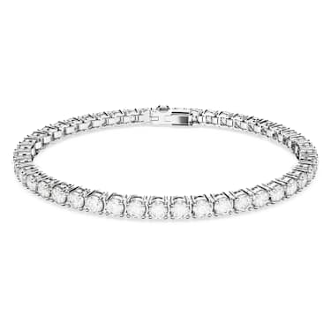 Matrix Tennis armband, Ronde slijpvorm, Wit, Rodium toplaag - Swarovski, 5648938
