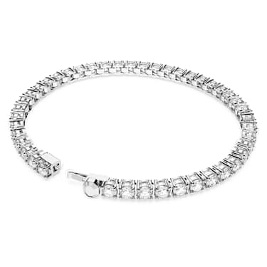 Matrix Tennis Armband, Rundschliff, Weiß, Rhodiniert - Swarovski, 5648938