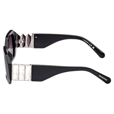 Lunettes de soleil, Forme octogonale, SK0387 01A, Noires - Swarovski, 5649034