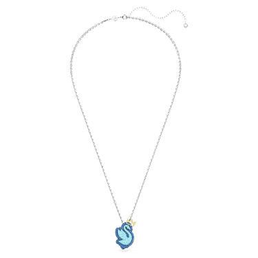 Pop Swan 链坠, 天鹅, 长款, 蓝色, 镀铑 - Swarovski, 5649194