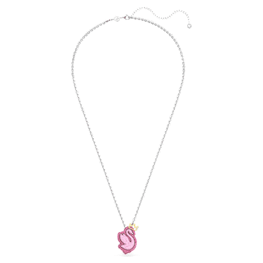 Colgante Swan, Cisne, Largo, Rosa, Baño de rodio - Swarovski, 5649195